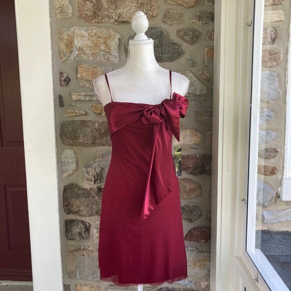 NWT Mac Duggal Couture Deadstock Vintage Satin Metalic Sparkle Bow Mini Dress 2 - Picture 2 of 13